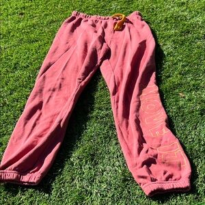 MOTHER women’s Mauve Joggers with Yellow ‘Move it’ size M